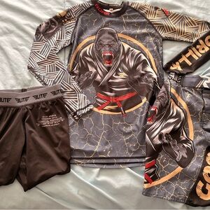 Boys Medium BJJ 3 piece rash guard set